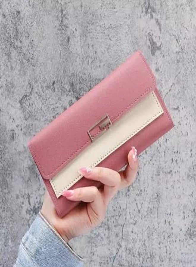 GION محفظة جيون فائقة النحافة ثلاثية الطيات الطويلة من الجلد الصناعي، حامل بطاقات ائتمان، منظم دفتر شيكات، محفظة نقود بسحاب للسيدات والنساء والفتيات (قطعة واحدة) - Image 5